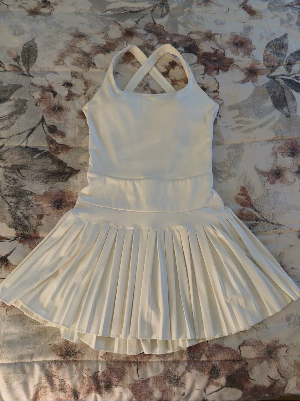 Gold Hinge White Pleated Tennis Dress Built-In Shorts Size S